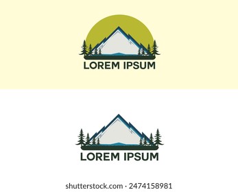 Mountain icon logo with tree