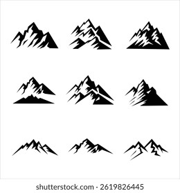 mountain icon logo vector black and white