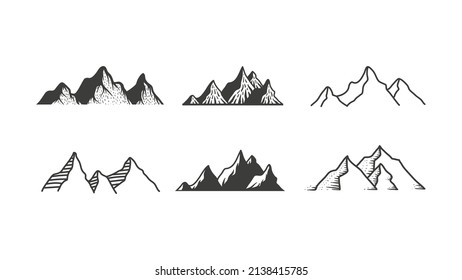 Mountain Icon Logo, Vektorgrafik für das abenteuerliche Outdoor-Sportdesign.  Schwarzer Stein- und Landschaftsmalereivintage zum Klettern oder Wandern Sportkonzept.