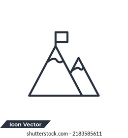 mountain icon logo vector illustration. mountain with a flag symbol template for graphic and web design collection