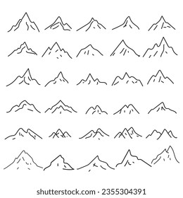 Icono de montaña ilustración vectorial para diseño gráfico de deportes de aventura al aire libre. Viñeta de piedra negra y paisajismo para el concepto de deporte de escalada o excursionismo.