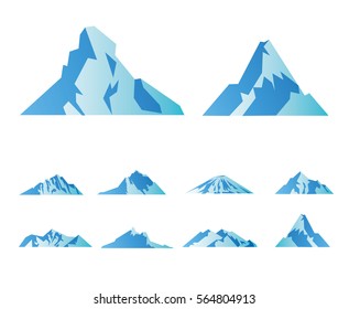Mountain icon or logo. Vector illustration of mountains isolated on white background.