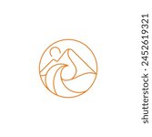 mountain icon logo vector symbol illustration design, mountain landscape line art design