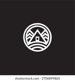 Ícone de montanha logotipo vetor símbolo ilustração design, montanha paisagem linha arte design
