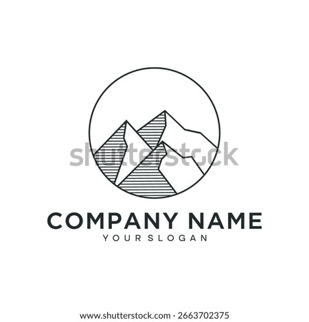 Mountain icon logo vector symbol illustration design, mountain landscape line art design