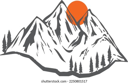 Mountain icon, mount hill icon vector