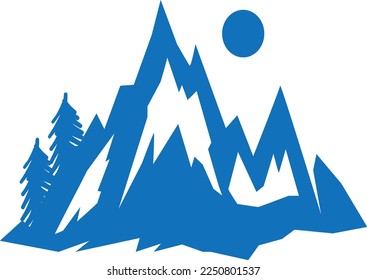 Mountain icon, mount hill icon vector