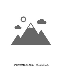 Mountain icon. Mountaineering sport sign. Leadership motivation concept. Isolated flat icon on white background. Vector
