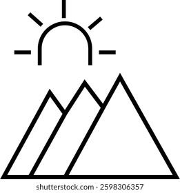 Mountain icon . mountains of various shapes, Hills vector graphic design elements, Rocky peaks. Mountains ranges. template with luxury concept, icons, emblem, isolated on transparent background,