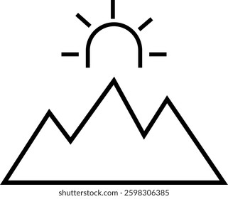 Mountain icon . mountains of various shapes, Hills vector graphic design elements, Rocky peaks. Mountains ranges. template with luxury concept, icons, emblem, isolated on transparent background,