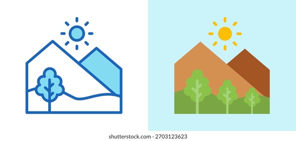 Ícone Mountain Icon com vários estilos Ilustração de vetor