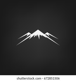 Mountain icon on black background
