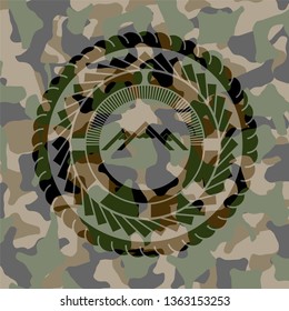 mountain icon on camo pattern
