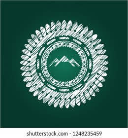 mountain icon on chalkboard