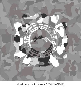 mountain icon on grey camo texture