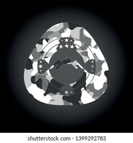 mountain icon on grey camo pattern