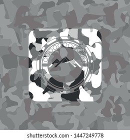 mountain icon on grey camo texture