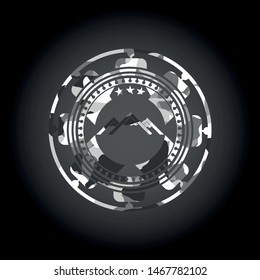 mountain icon on grey camo pattern