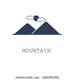 Mountain icon on white background vector illustration in flat design. 