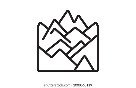Icono de montaña en imagen vectorial de fondo blanco