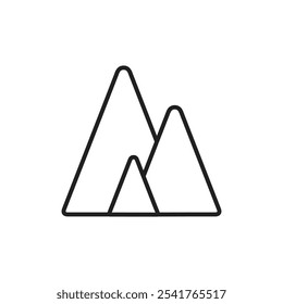 Mountain icon Outline set in black and white color