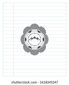 mountain icon penciled. Vector Illustration. Detailed.