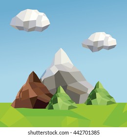 Mountain icon. Polygonal image. vector graphic