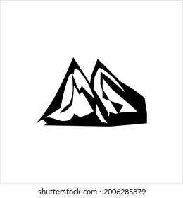 Mountain Icon, Raised Landform Vector Art Illustration