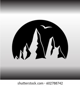 Mountain icon, rocks vector illustration