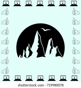 Mountain icon, rocks vector illustration