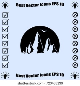 Mountain icon, rocks vector illustration