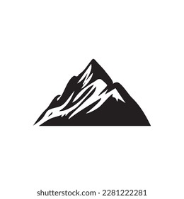 Mountain Icon, Rocky Tops Landscape Silhouette, Mountains Pictogram Isolated on White, Vector Illustration