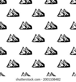 Mountain Icon Seamless Pattern, Raised Landform Vector Art Illustration