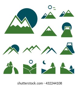 mountain icon set