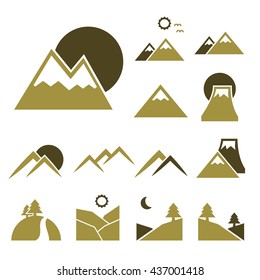 mountain icon set