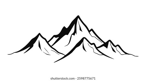 mountain icon set featuring hiking trails, snowy peaks, and nature landscapes. Perfect for camping symbols, travel illustrations, adventure designs, and outdoor exploration graphics. Vector PNG