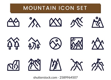 mountain icon set line style for your element design