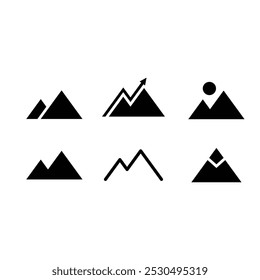 mountain icon set, mountain, mountain logo, simple vector, simple black and white, signs, symbol