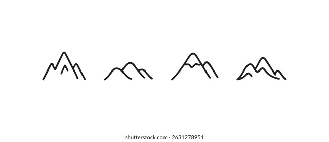 Conjunto de iconos de montaña en Vector de estilo de contorno mínimo