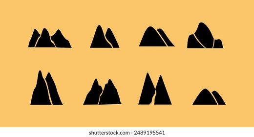 Mountain icon set, mountains glyph symbol