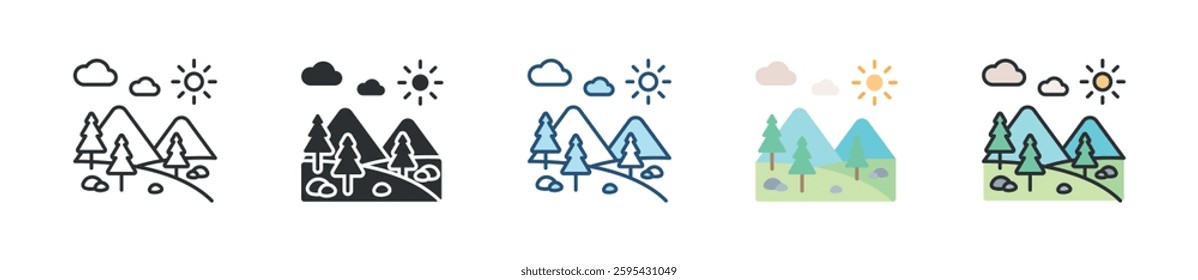 Mountain Icon Set Multiple Style Collection