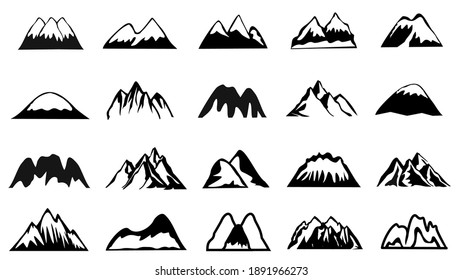 Mountain icon set, symbol mountains illustration design vector, 