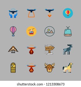 mountain icon set. vector set about north pole, hot air balloon, zebra and reindeer icons set.