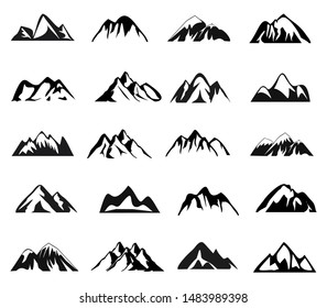 Mountain icon set vector, mountain symbol collection design in white background