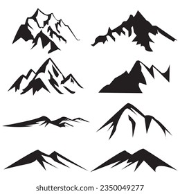 Mountain icon set vector, mountain symbol collection design in white background