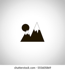 mountain icon. sign design. gray gradient background