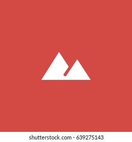 mountain icon. sign design. red background