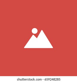 mountain icon. sign design. red background