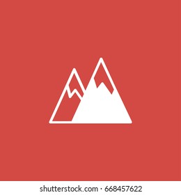 mountain icon. sign design. red background