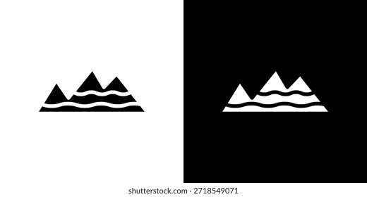 Ilustración vectorial de silueta de icono de montaña estilo plano aislado
